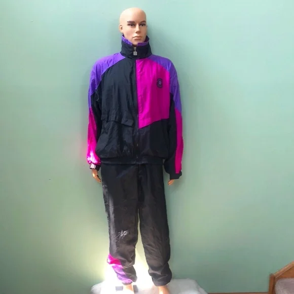 GIVENCHY Size XL Black/Purple/Magenta Athletic Wear/Jacket & Pants w/COA